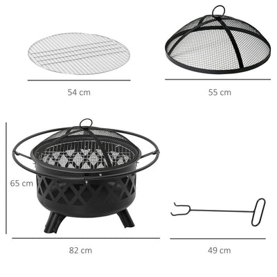 2-in-1 Outdoor Fire Pit BBQ Grill