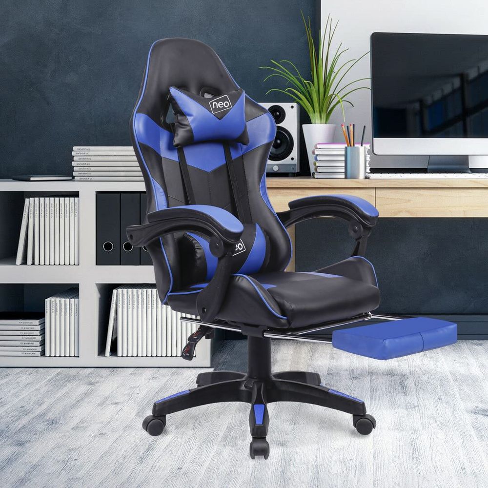 Leather Recliner Computer Gaming Office Chair With Footrest