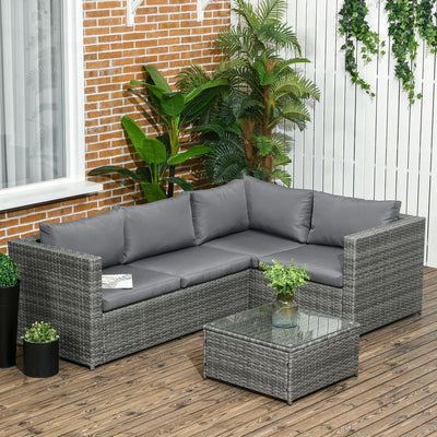 3Pcs Rattan Corner Sofa Set