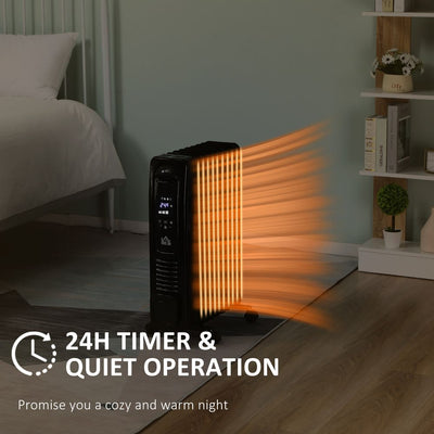 Black Digital Portable Oil Filled Radiator