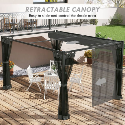 3m x 4m Pergola with Retractable Roof and Netting