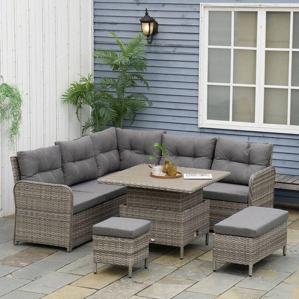 6 PCs Rattan Garden Furniture