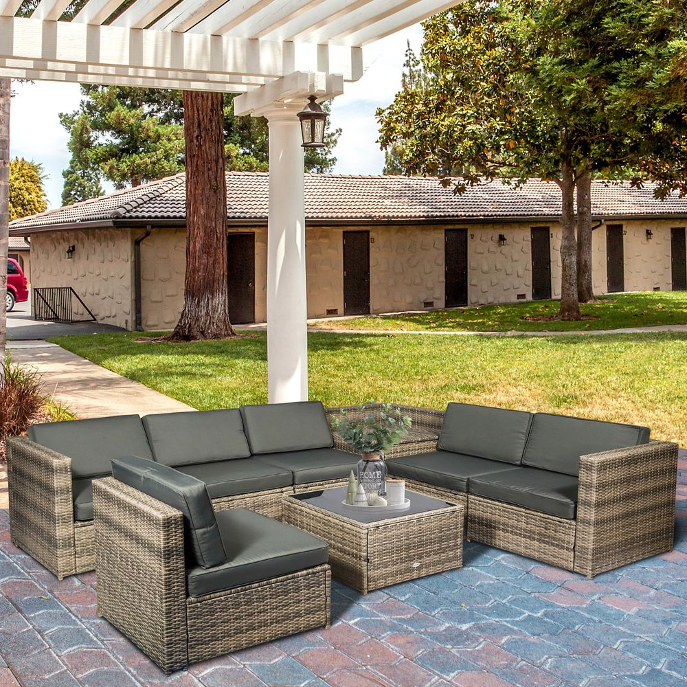 8Pcs Patio Rattan Sofa Set