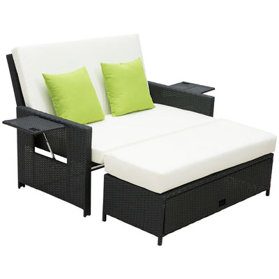 2 Seater Rattan Sun Lounger