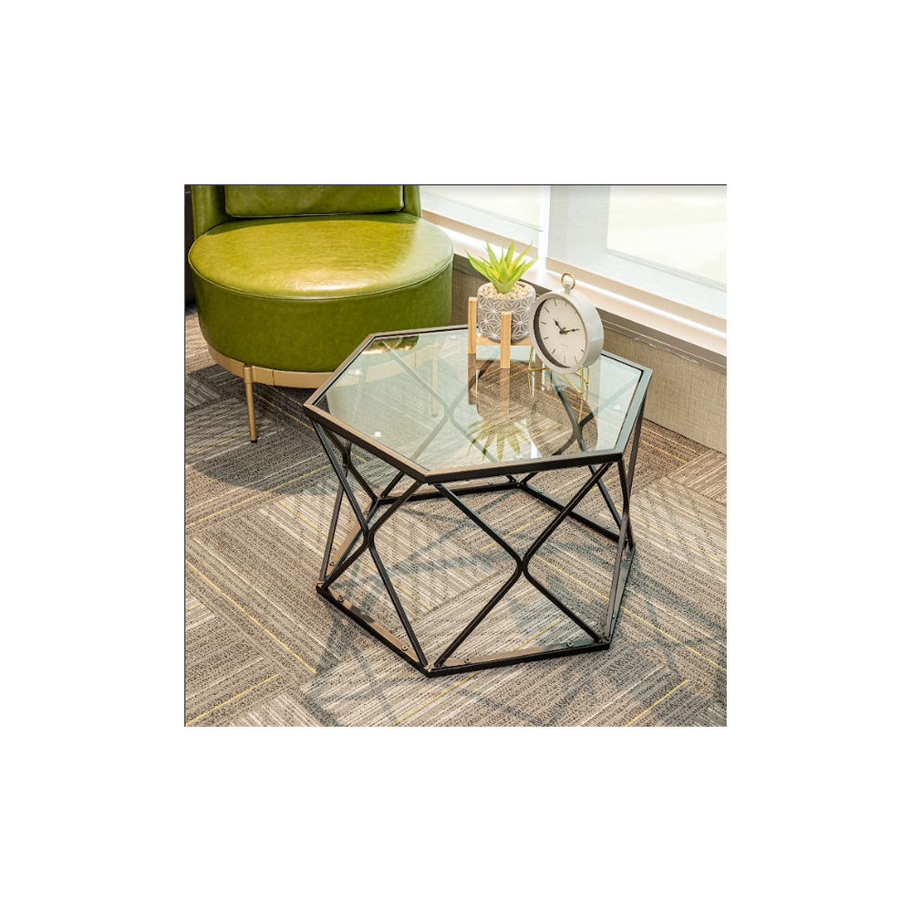 Hexagon Tempered Glass Coffee Table