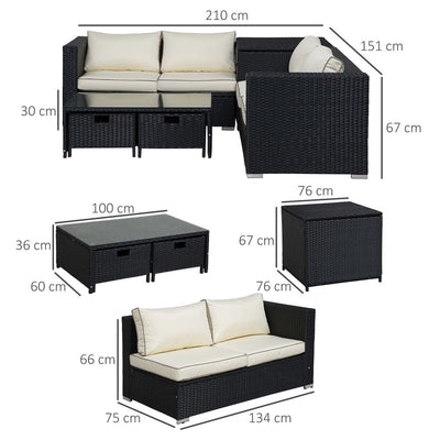 4-Seater Rattan Wicker Garden Furniture Set