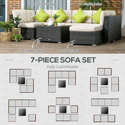 8Pcs Patio Rattan Sofa Set