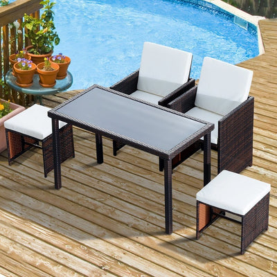 5 PCs Rattan Garden Furniture