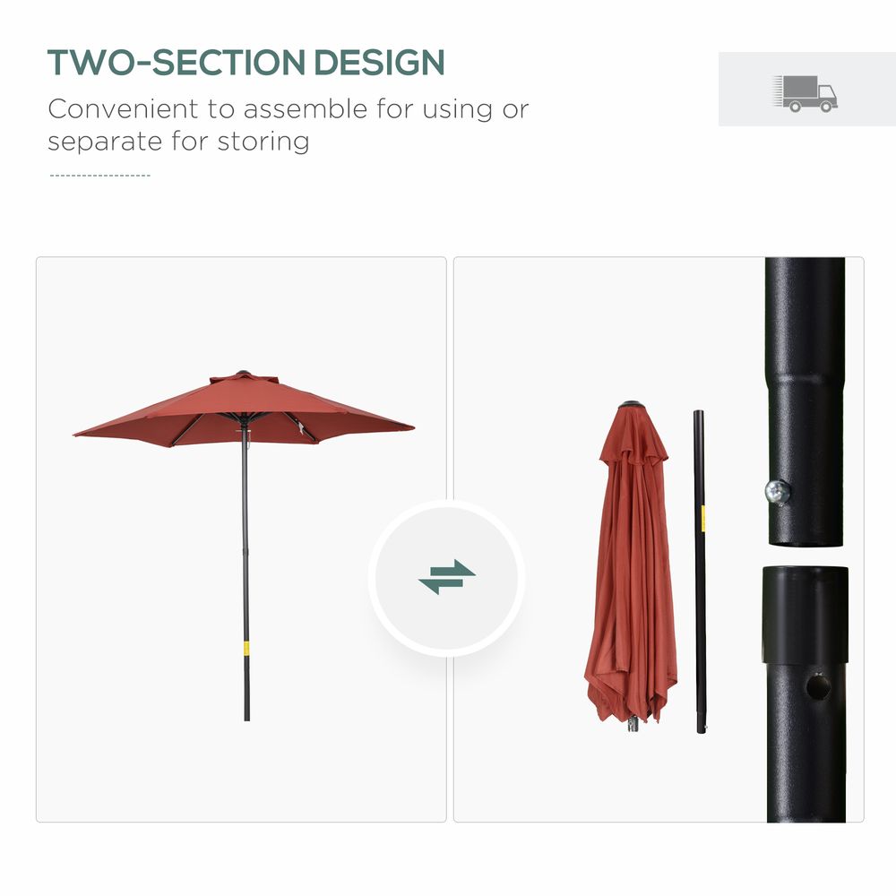 2m Parasol Patio Umbrella, Wine Red