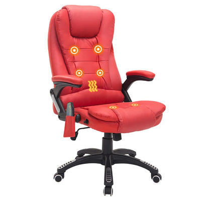 Red HOMCOM Heated Massage Office Chair