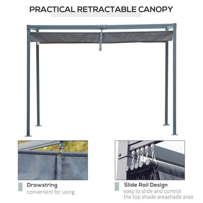 4 x 3m Metal Pergola Retractable With Canopy
