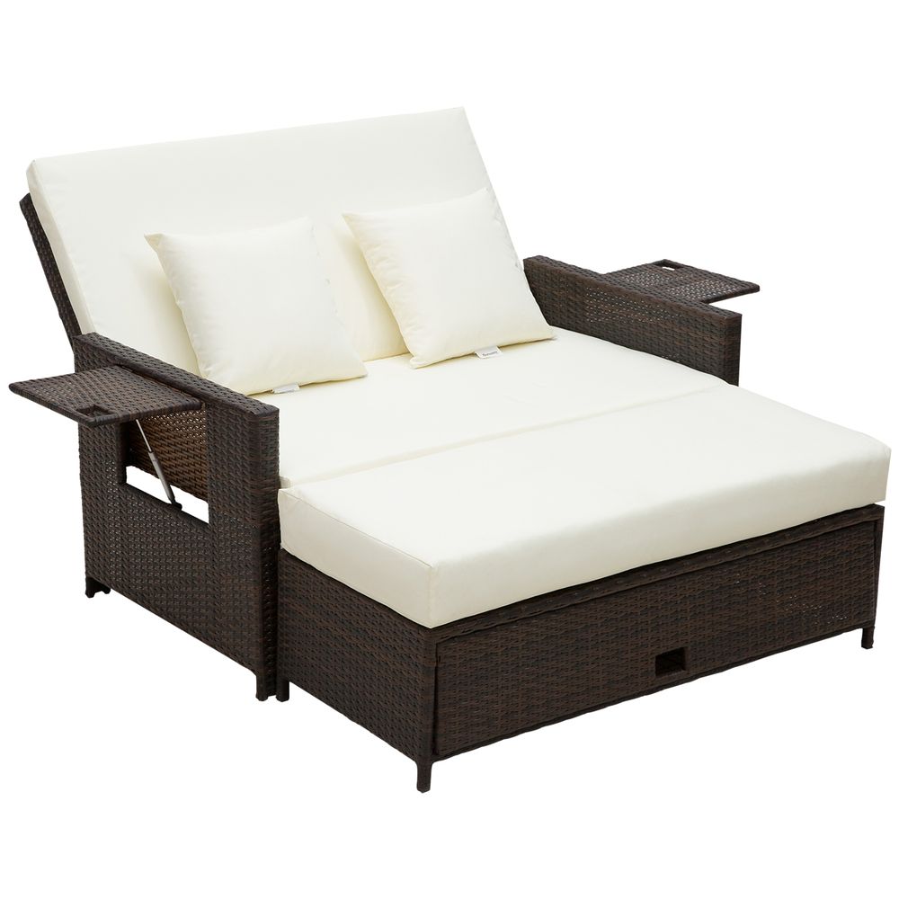 2 Seater Rattan Sun Lounger