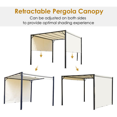 3m x 3m Metal Pergola With Retractable Canopy