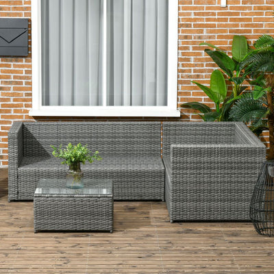 3Pcs Rattan Corner Sofa Set