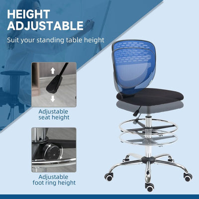 Blue Tall Draughtsman Chair,