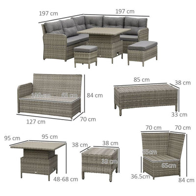 6 PCs Rattan Garden Furniture