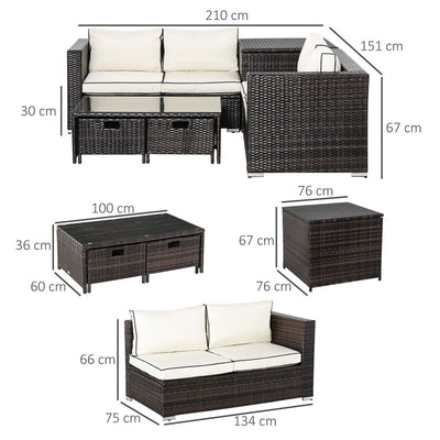 4-Seater Rattan Wicker Sofa & Table