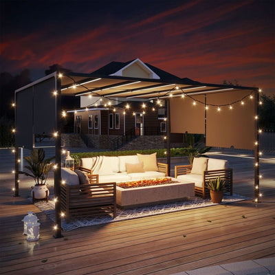 3m x 4m Pergola with LED Lights & Retractable Roof