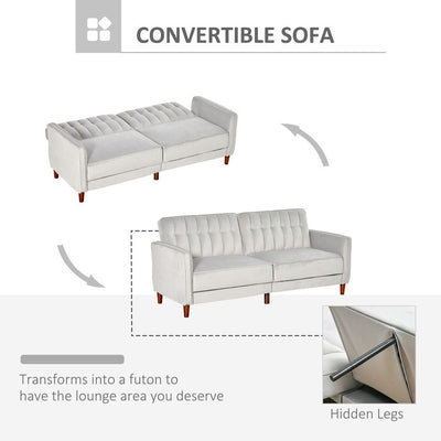 Grey Futon Velvet-Touch Sofa
