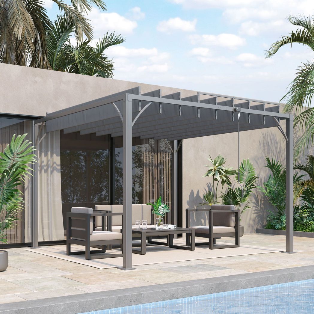 3m x 3m Louvered Metal Pergola with Retractable Roof