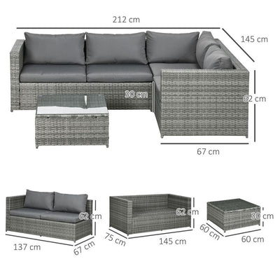 3Pcs Rattan Corner Sofa Set