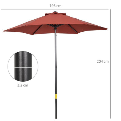 2m Parasol Patio Umbrella, Wine Red