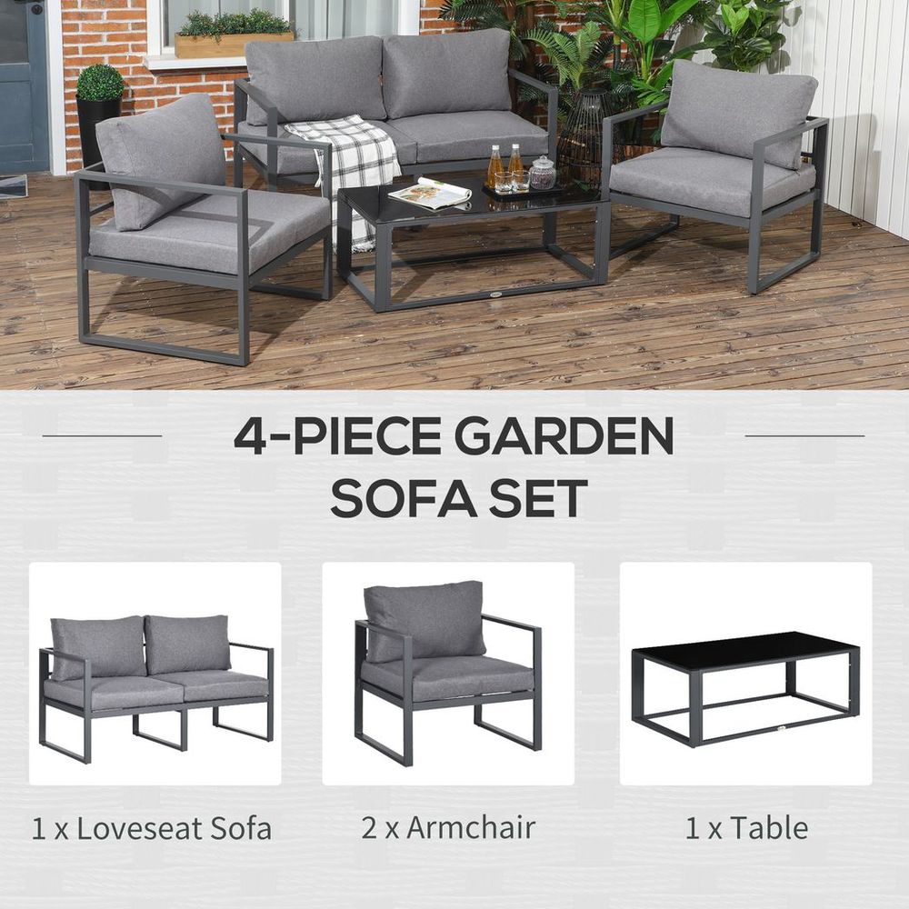 4 PCs Garden Aluminium Sofa Set