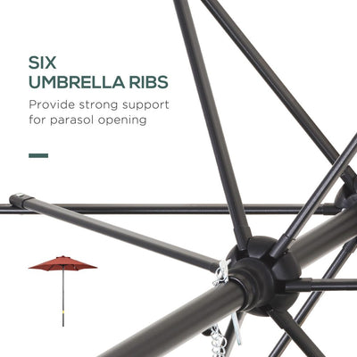 2m Parasol Patio Umbrella, Wine Red