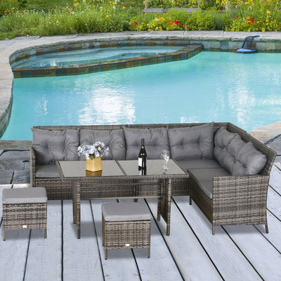 6PC Garden Rattan Furniture Set