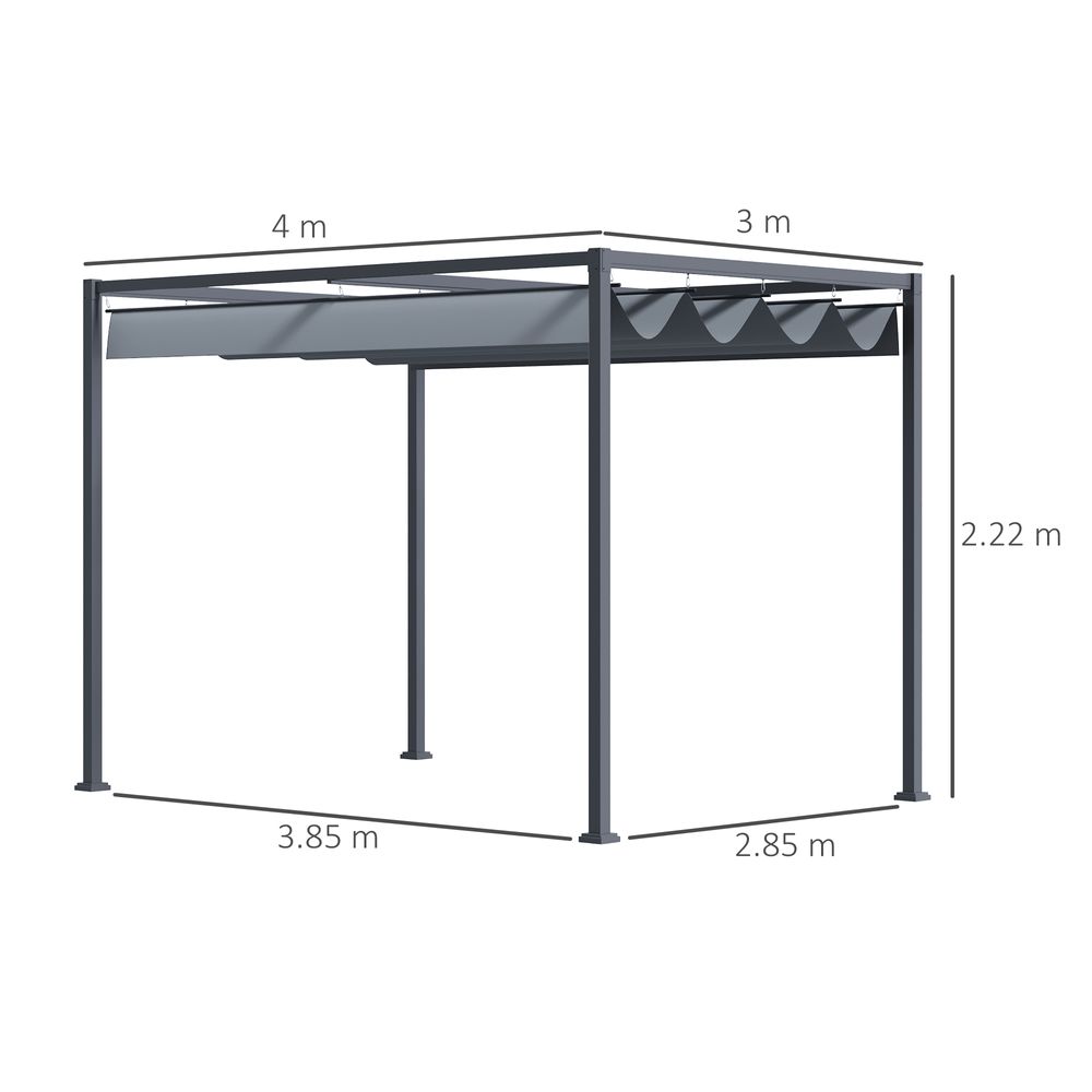 4 x 3m Metal Pergola Retractable With Canopy