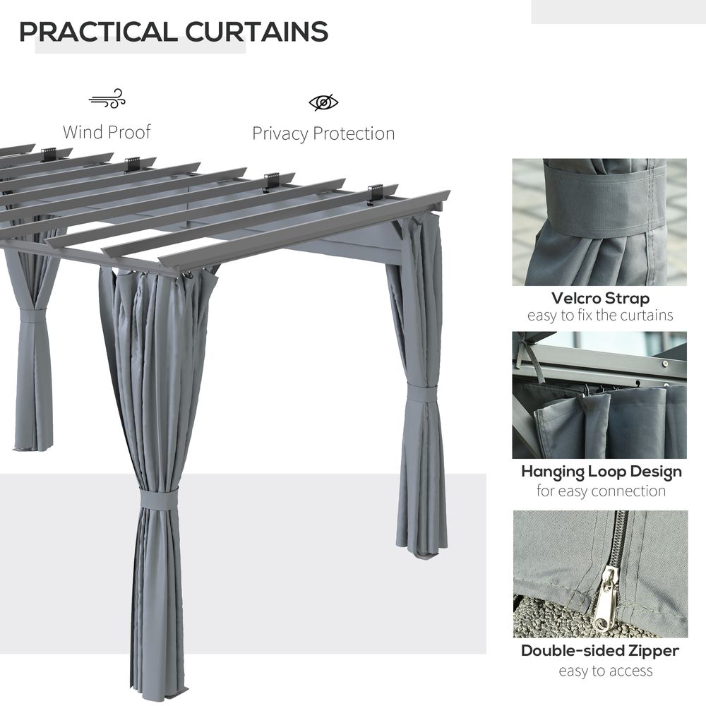 3.6m x 3m Aluminium Pergola with Retractable Canopy & Curtains