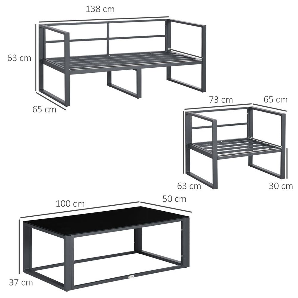 4 PCs Garden Aluminium Sofa Set