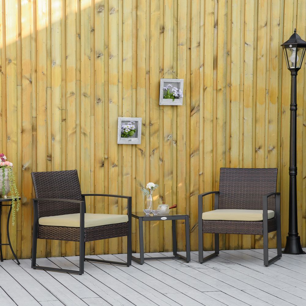 3Pc  Rattan Garden Bistro Set