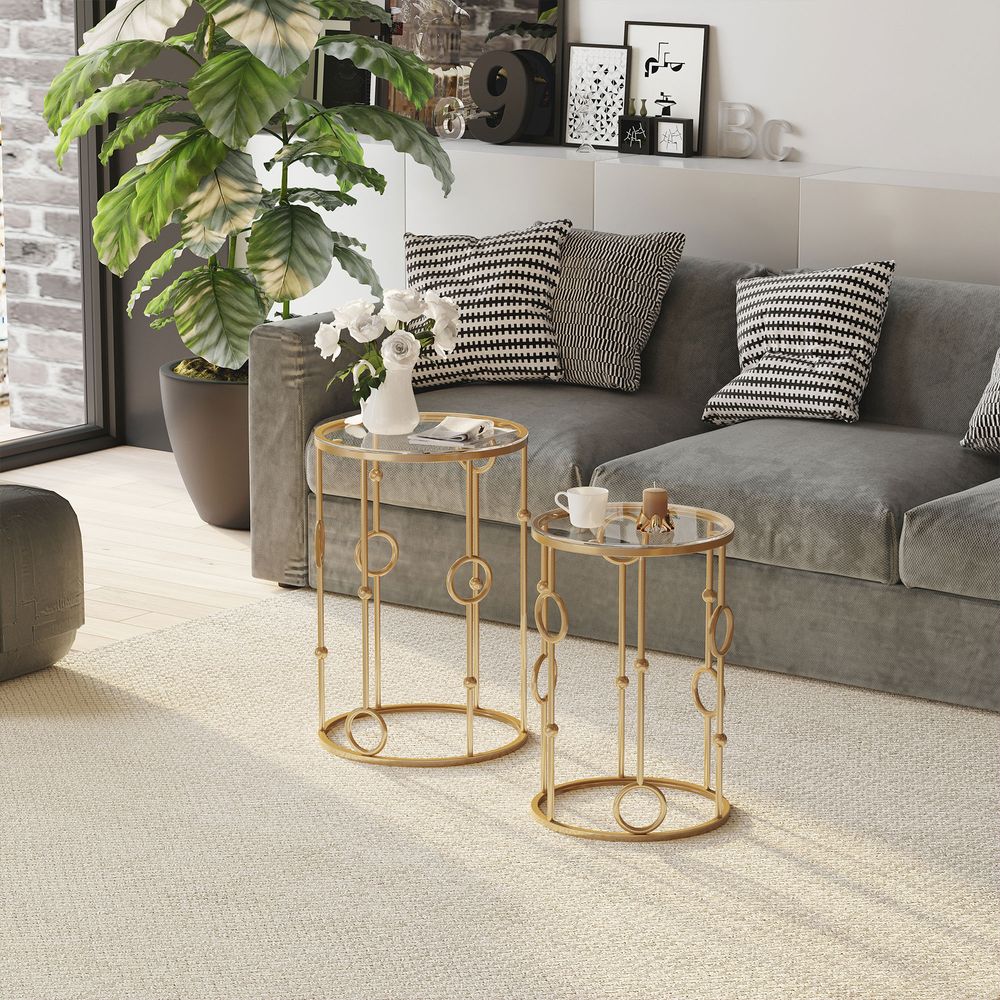 Set of 2 Gold Nesting Coffee Tables