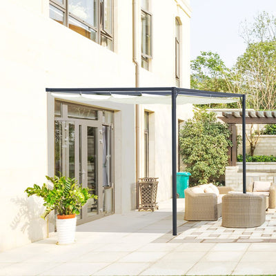 3m x 3m Wall Mountable Pergola With Retractable Canopy