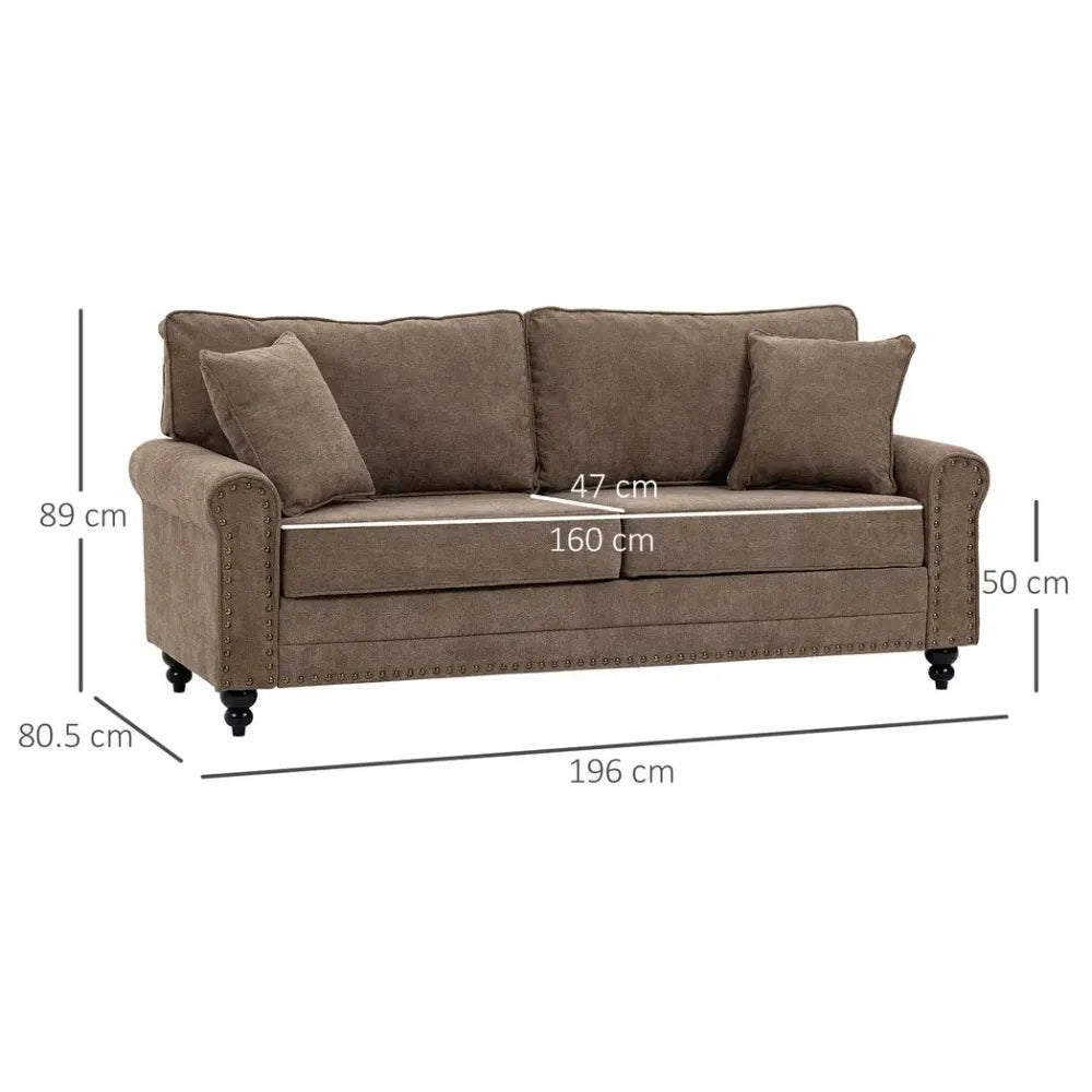 Brown 2 Seater Fabric Sofa