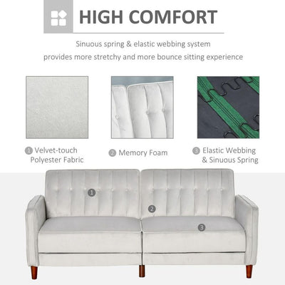 Grey Futon Velvet-Touch Sofa