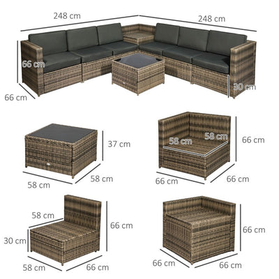 8Pcs Patio Rattan Sofa Set