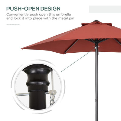 2m Parasol Patio Umbrella, Wine Red