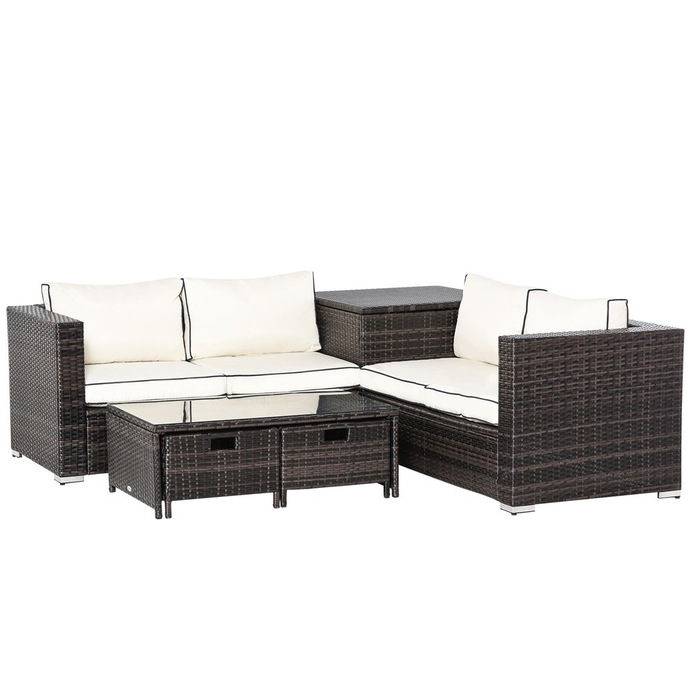 4-Seater Rattan Wicker Sofa & Table