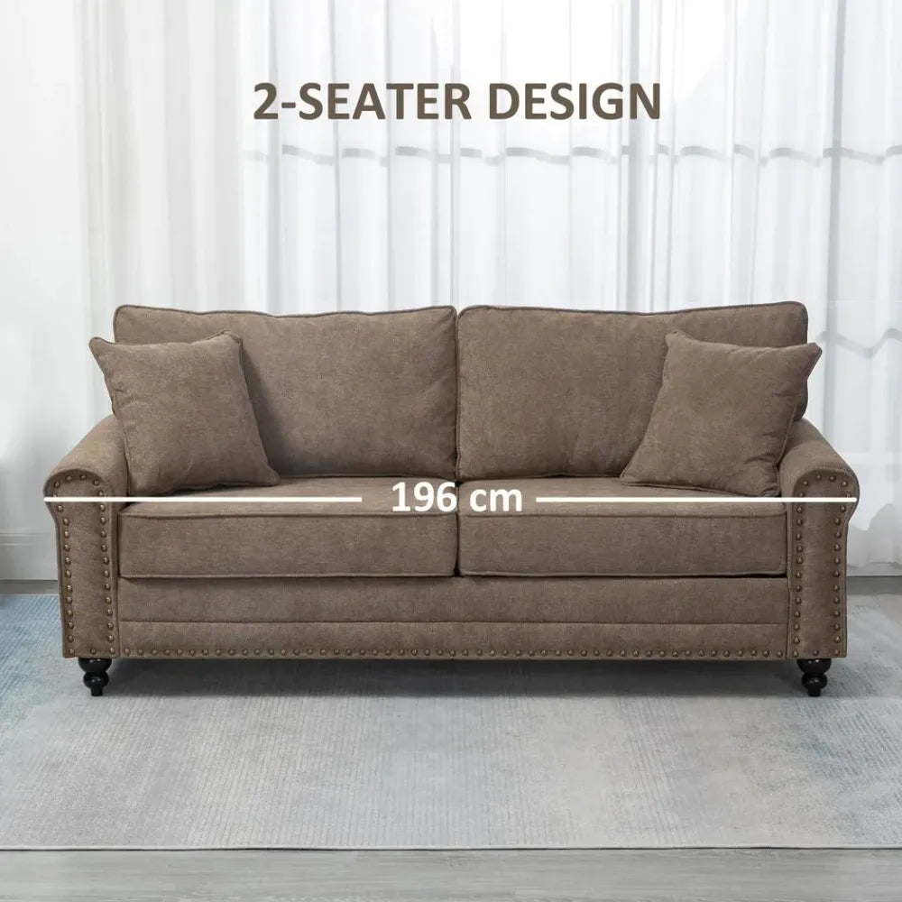 Brown 2 Seater Fabric Sofa