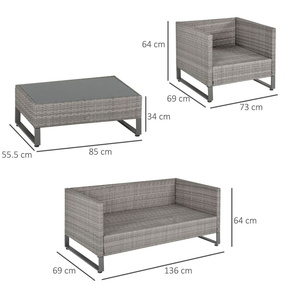 4 PCs PE Rattan Outdoor Dining Set