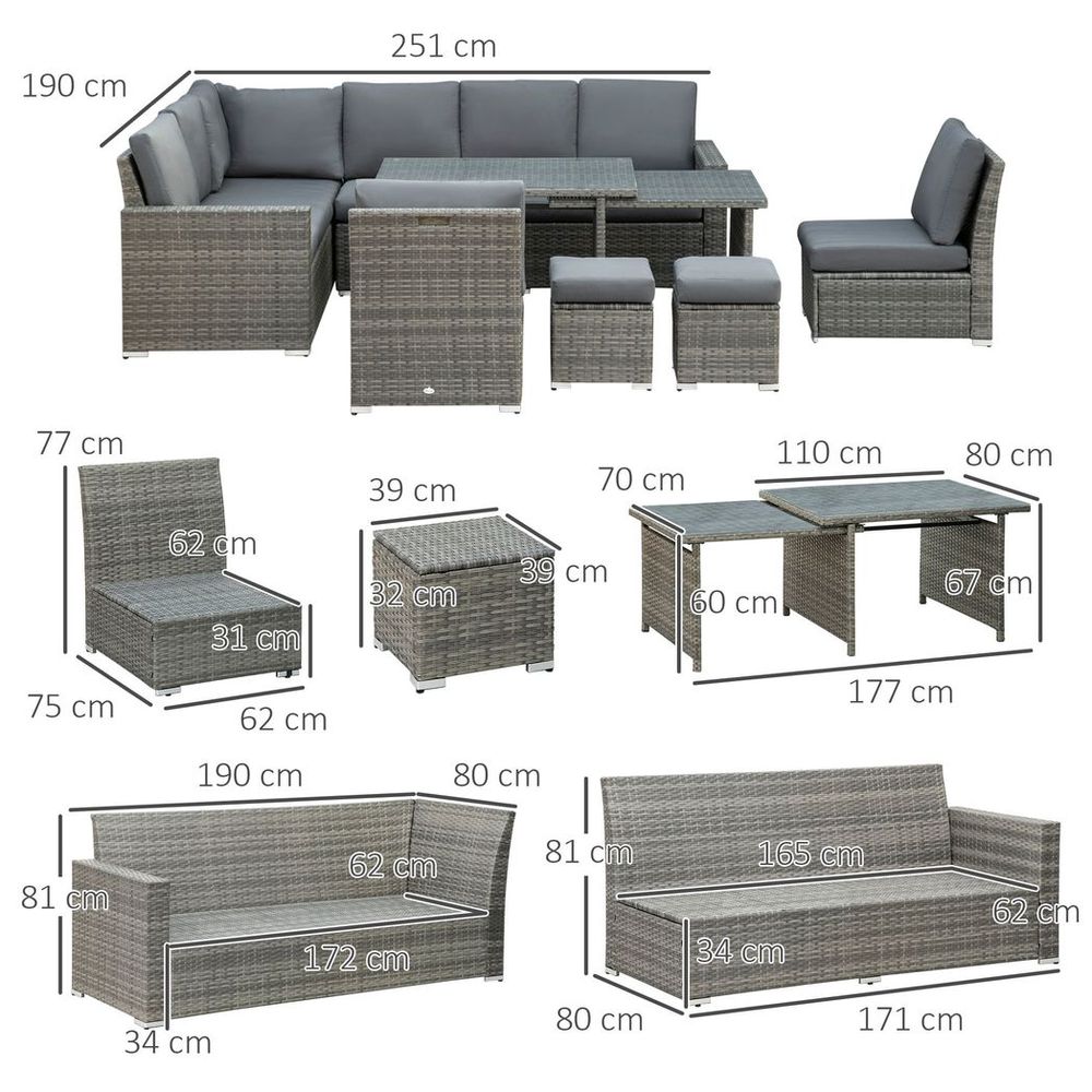 10-Seater Sofa & Table Garden Furniture Set