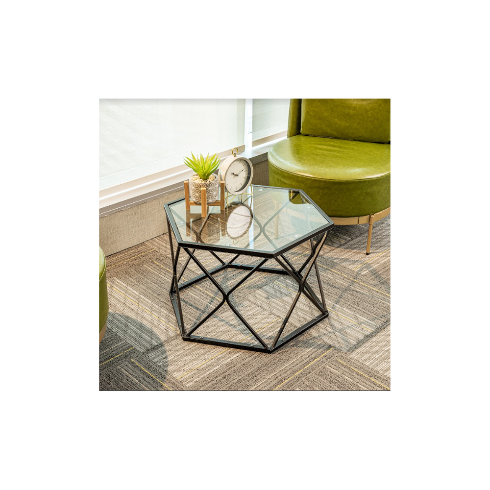 Hexagon Tempered Glass Coffee Table