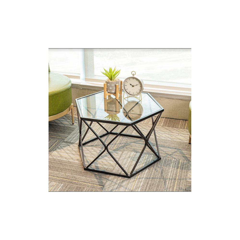 Hexagon Tempered Glass Coffee Table