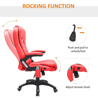 Red HOMCOM Heated Massage Office Chair