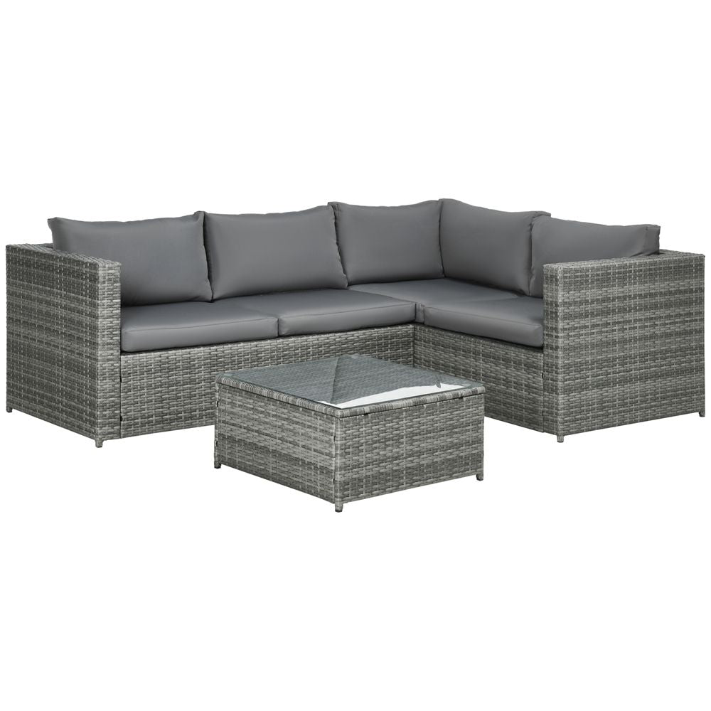 3Pcs Rattan Corner Sofa Set