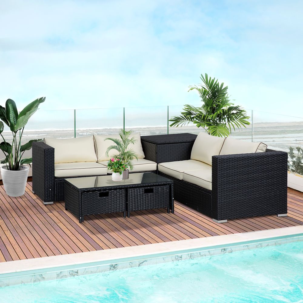 4-Seater Rattan Wicker Garden Furniture Set