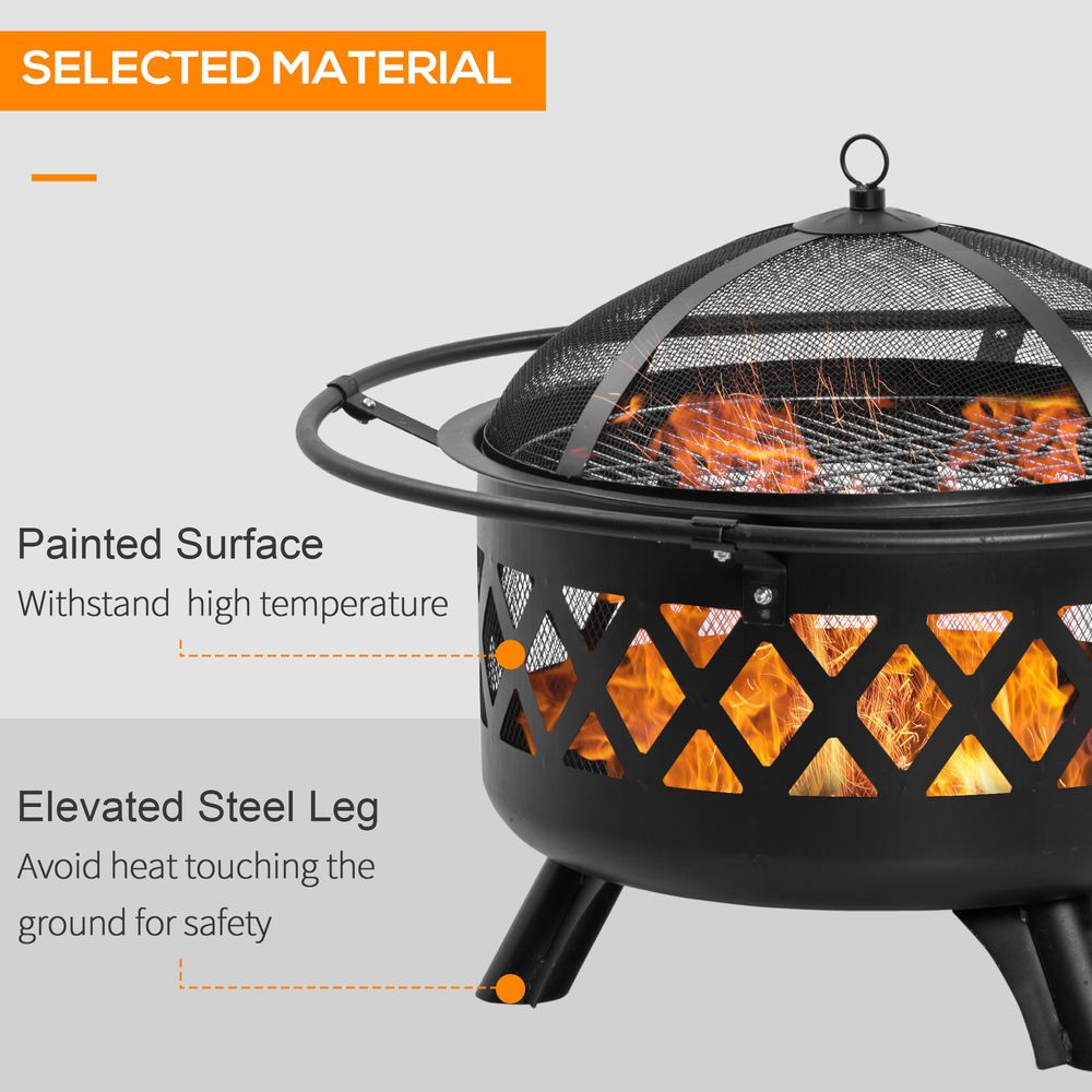 2-in-1 Outdoor Fire Pit BBQ Grill