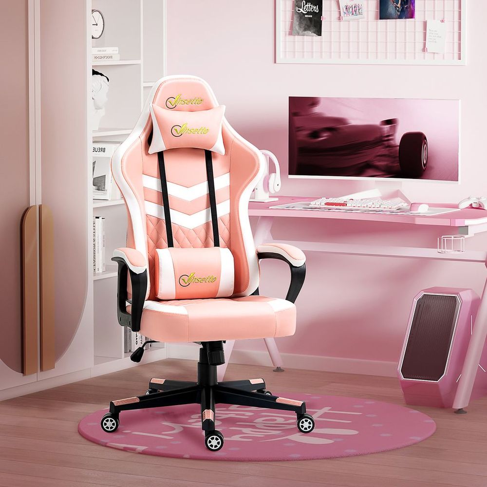 Vinsetto Pink Racing Gaming Chair